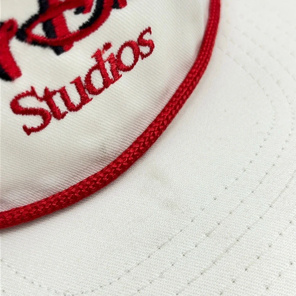 Vintage Disney Studios‎ Hat Cap Strap Back White Red Trucker Rope 80s 90s USA
